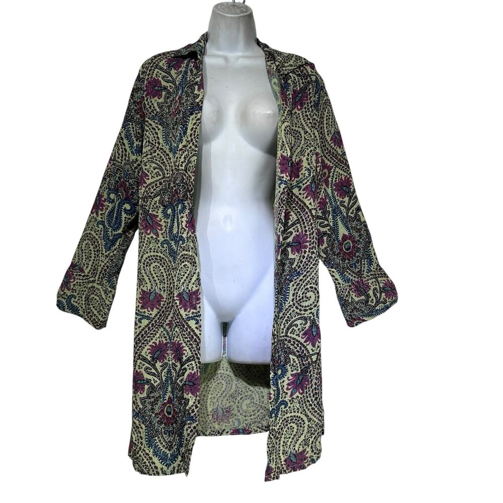 Russ Berens Bohemian Indie Hippie Festival Art Wear Paisley Cardigan Size S